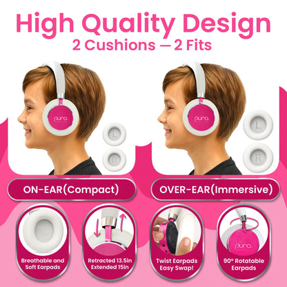 Puro Sound Labs Kids Wireless Headphones – Volume-Limiting 85dB, Built-in Mic, Studio-Grade Sound, 20-Hour Battery Life, Comfortable & Easy to Connect Kids Bluetooth Headphones – BT2200 Plus, Purple