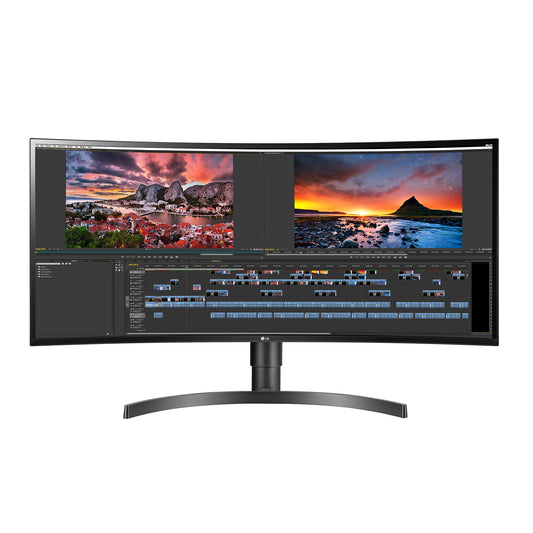 LG 34WN80C-B UltraWide Monitor 34” 21:9 Curved WQHD (3440 x 1440) IPS Display, USB Type-C (60W PD), sRGB 99% Color Gamut, 3-Side Virtually Borderless Design, Tilt/Height Adjustable Stand - Black