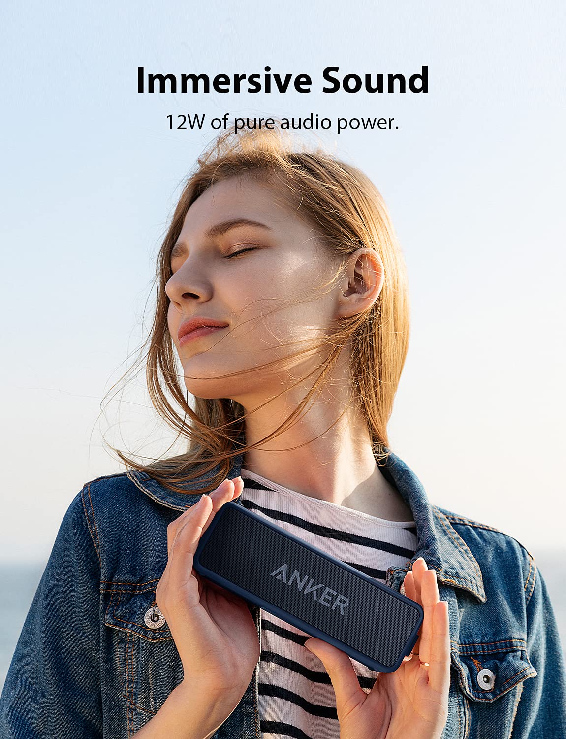 Anker Soundcore 2 Portable Bluetooth Speaker with Stereo Sound, Bluetooth 5, Bassup, IPX7 Waterproof, 24-Hour Playtime, Wireless, Speaker for Home, Outdoors, Travel