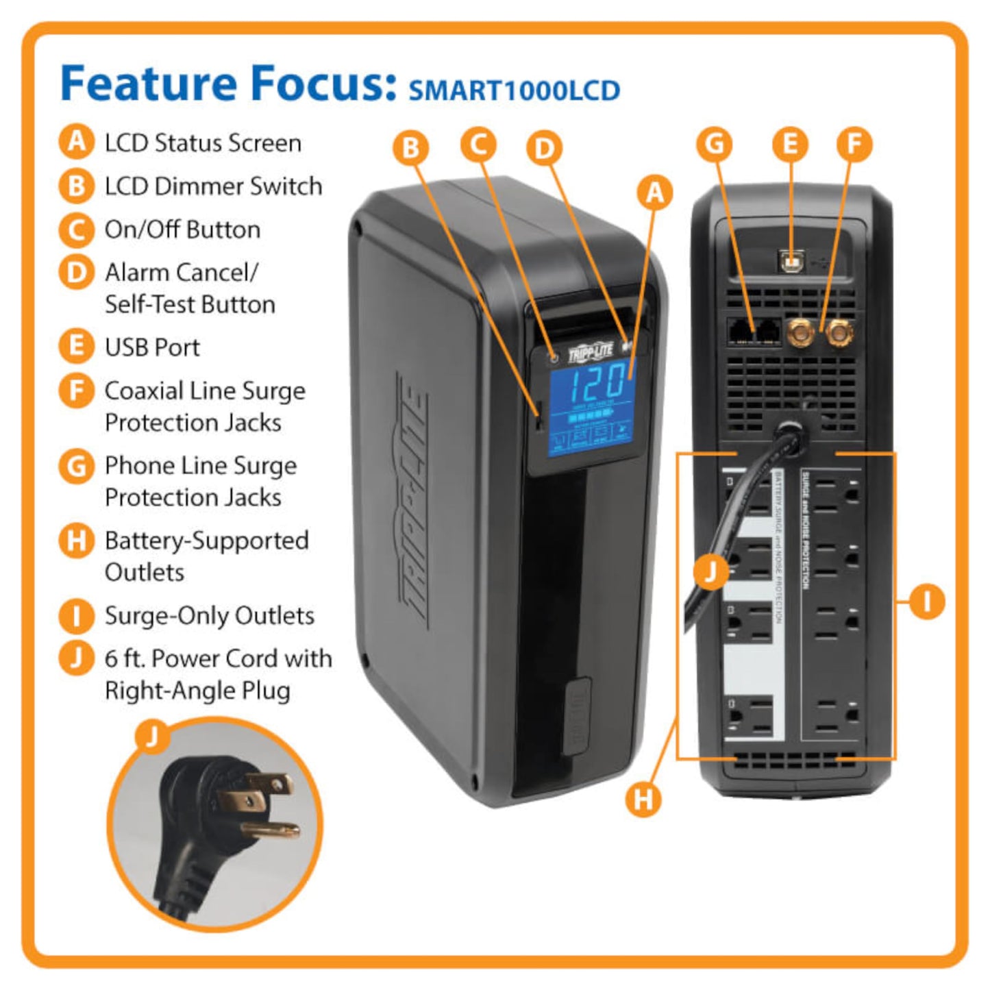 Tripp Lite SMART1500LCD 1500VA Rack Mount UPS Battery Backup, 900W, 8 Outlets, PWM Sine Wave, Short Depth 2U Rackmount UPS, AVR, LCD Screen