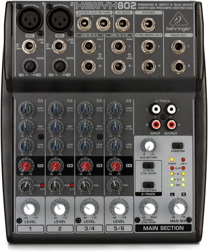 Behringer Xenyx 802 Premium 8-Input 2-Bus Mixer with Xenyx Mic Preamps and British EQs