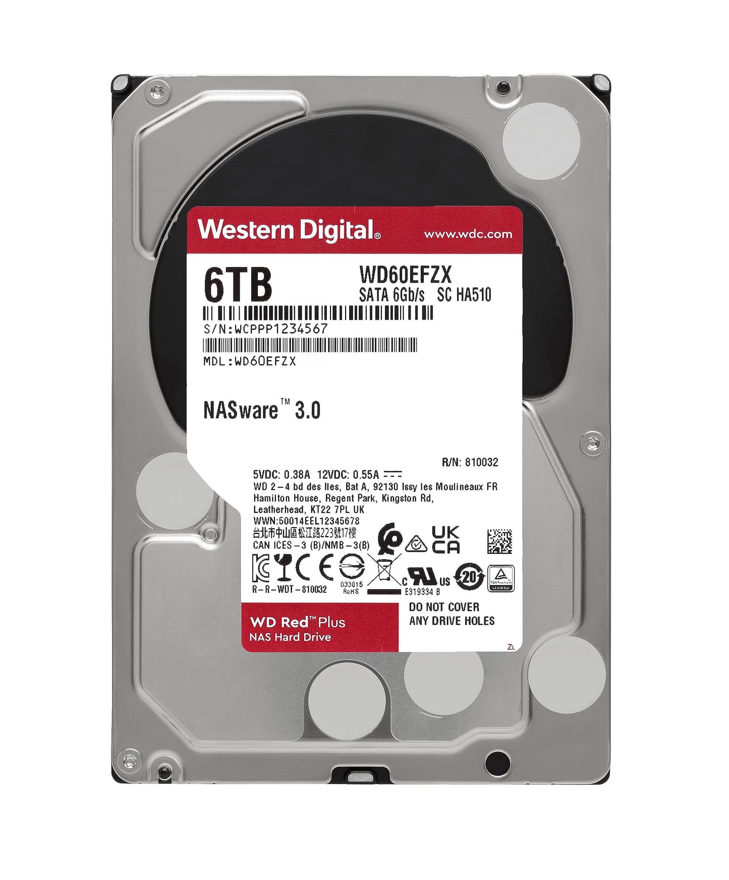 Western Digital 4TB WD Red Plus NAS Internal Hard Drive HDD - 5400 RPM, SATA 6 Gb/s, CMR, 128 MB Cache, 3.5" -WD40EFZX