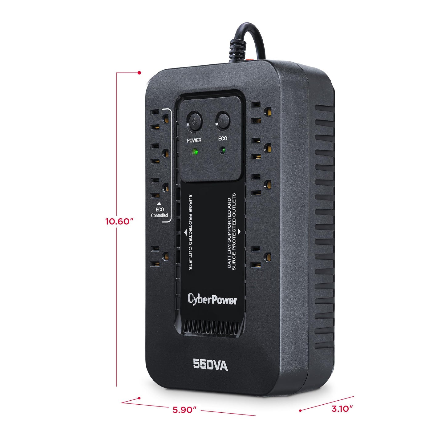 CyberPower EC850LCD Ecologic UPS Battery Backup and Surge Protector, 850VA/510W, 12 Outlets, ECO Mode, Compact, UL Certified