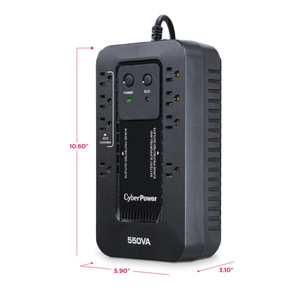 CyberPower EC850LCD Ecologic UPS Battery Backup and Surge Protector, 850VA/510W, 12 Outlets, ECO Mode, Compact, UL Certified