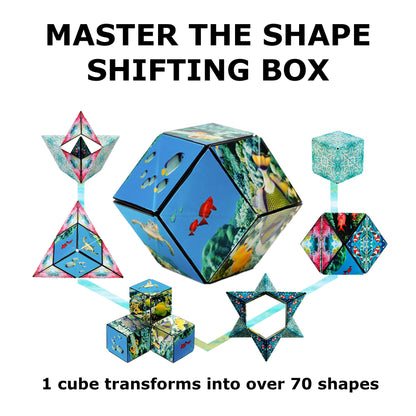 Shashibo Shape Shifting Box - Award-Winning STEM Fidget Toy with Ultra Strong Magnets - Puzzle Cube Transforms Into 100+ Shapes, Perfect Sensory Gift for Kids, Teens, and Adults (Spaced Out)