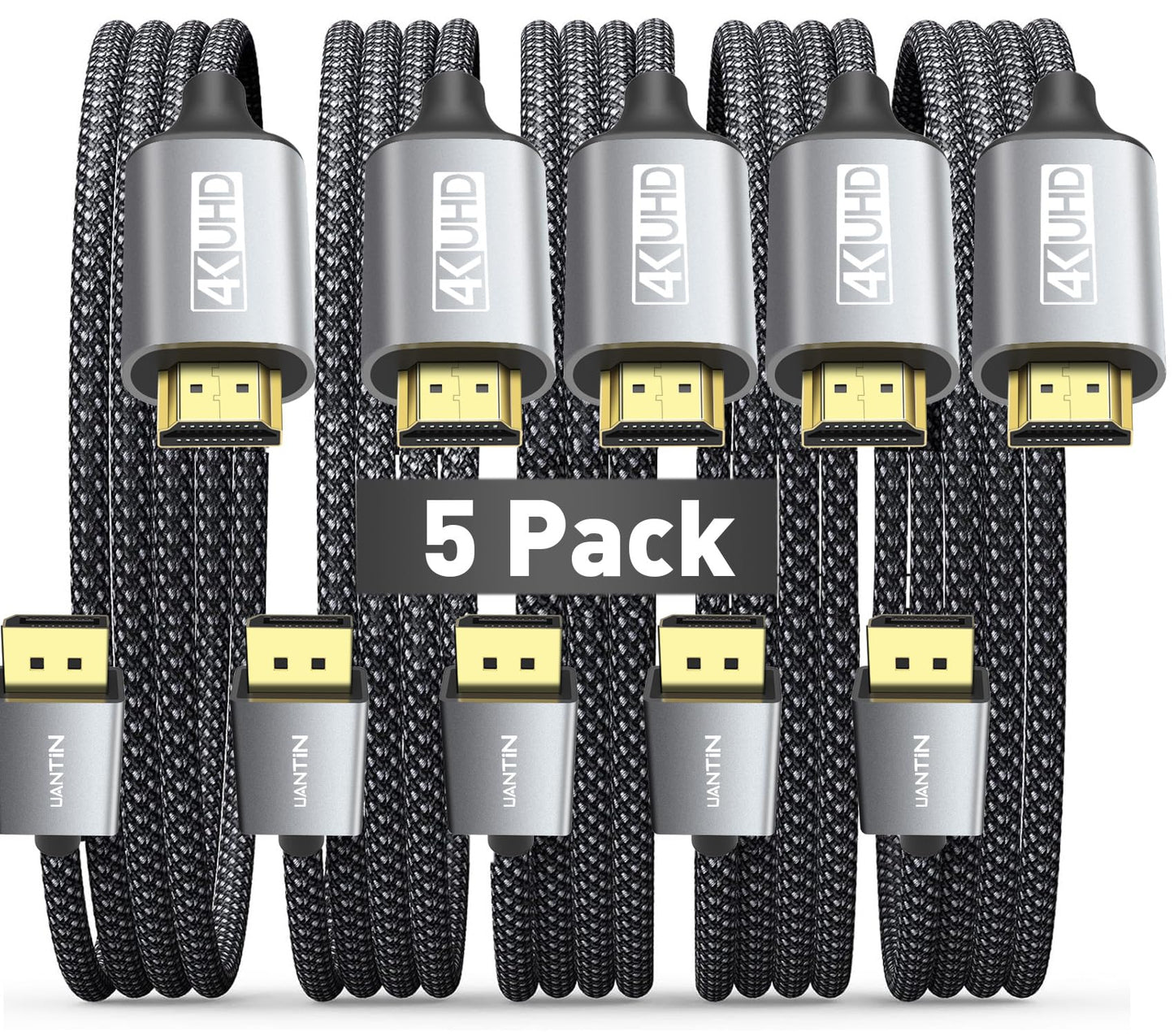 UANTIN 4K DisplayPort to HDMI Cable 6Ft, Uni-Directional Only, DP 1.2 (Source) to HDMI 1.4 (Display), 4K@30Hz, 2K@60Hz, Display Port Braided Cord for AMD, NVIDIA, Dell, Monitor