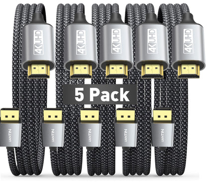 UANTIN 4K DisplayPort to HDMI Cable 6Ft, Uni-Directional Only, DP 1.2 (Source) to HDMI 1.4 (Display), 4K@30Hz, 2K@60Hz, Display Port Braided Cord for AMD, NVIDIA, Dell, Monitor