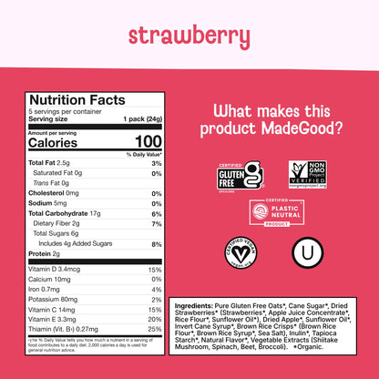 MadeGood Organic Granola Minis 24-Bag Organic Snack Variety Pack, Gluten Free Mon GMO Vegan Nut Free Individually Wrapped Snack Packs