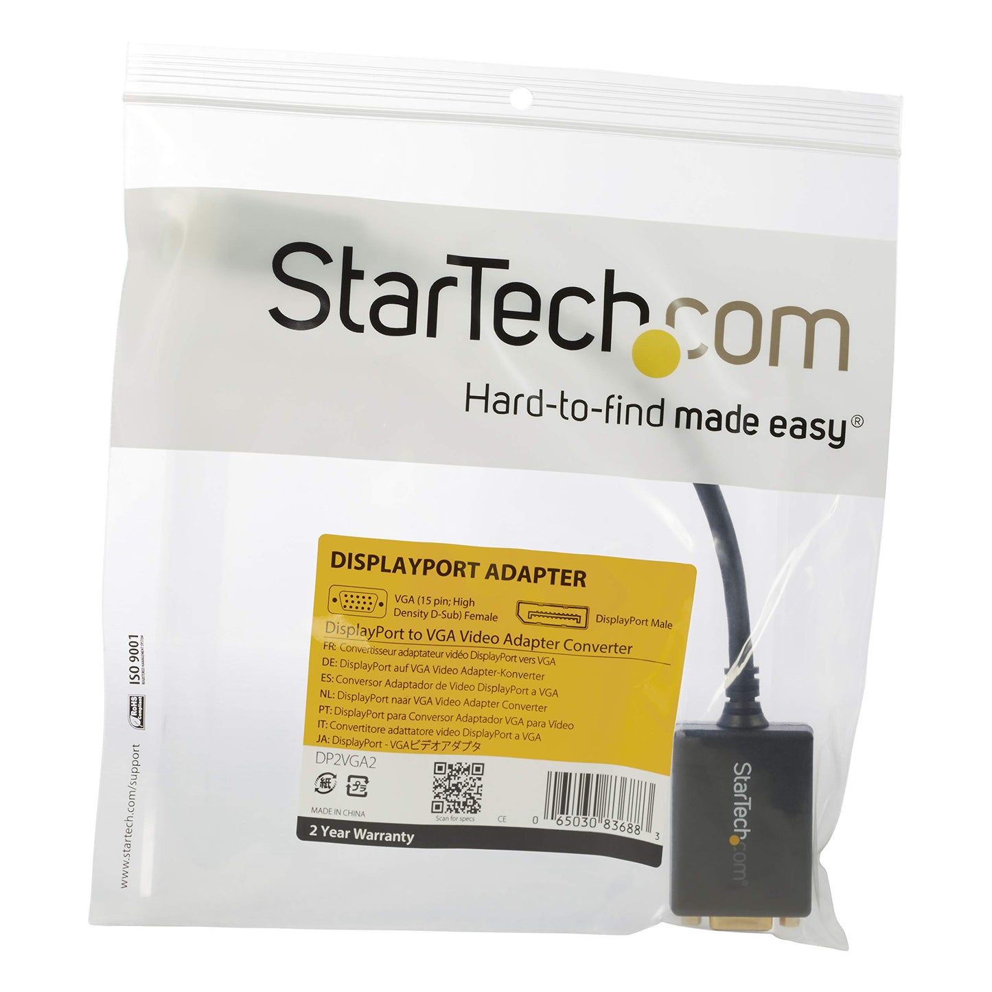 StarTech.com DisplayPort To VGA Video Adapter Converter - Active - 1080p - DP to VGA Converter (DP2VGA2) Black
