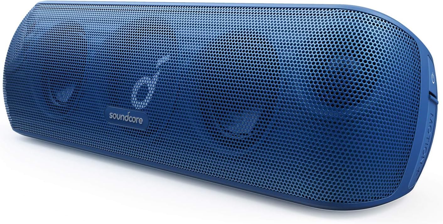 Soundcore Motion+ Bluetooth Speaker with Hi-Res 30W Audio, Extended Bass and Treble, Wireless HiFi Portable Speaker with App, Customizable EQ, 12-Hour Playtime, IPX7 Waterproof, and USB-C, Blue
