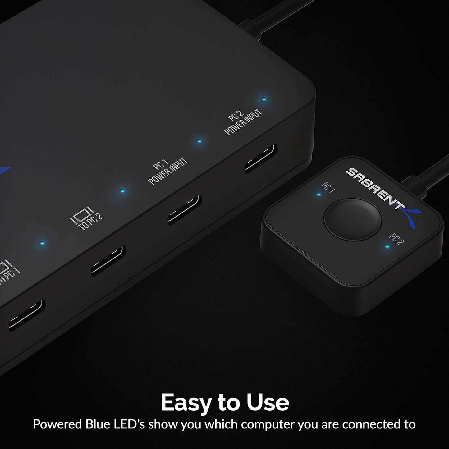 SABRENT 2 Port USB Type C KVM Switch with 60 Watt Power Delivery Option (USB KCPD)
