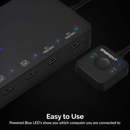 SABRENT 2 Port USB Type C KVM Switch with 60 Watt Power Delivery Option (USB KCPD)