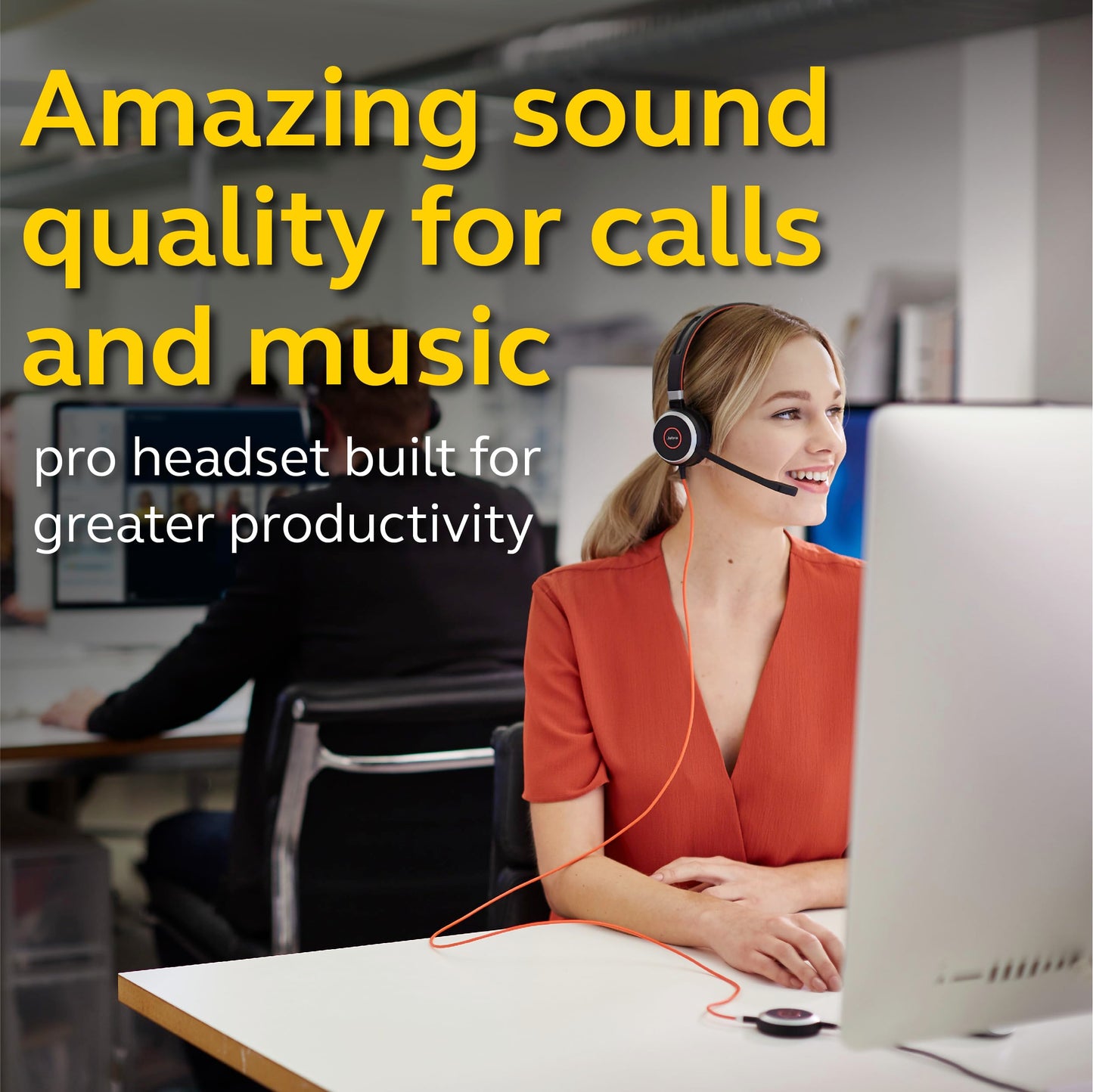 Jabra Evolve 40 Professional Wired Headset, Stereo, MS-Optimized – Telephone Headset for Greater Productivity, Superior Sound for Calls and Music, 3.5mm Jack/USB Connection, All-Day Comfort Design