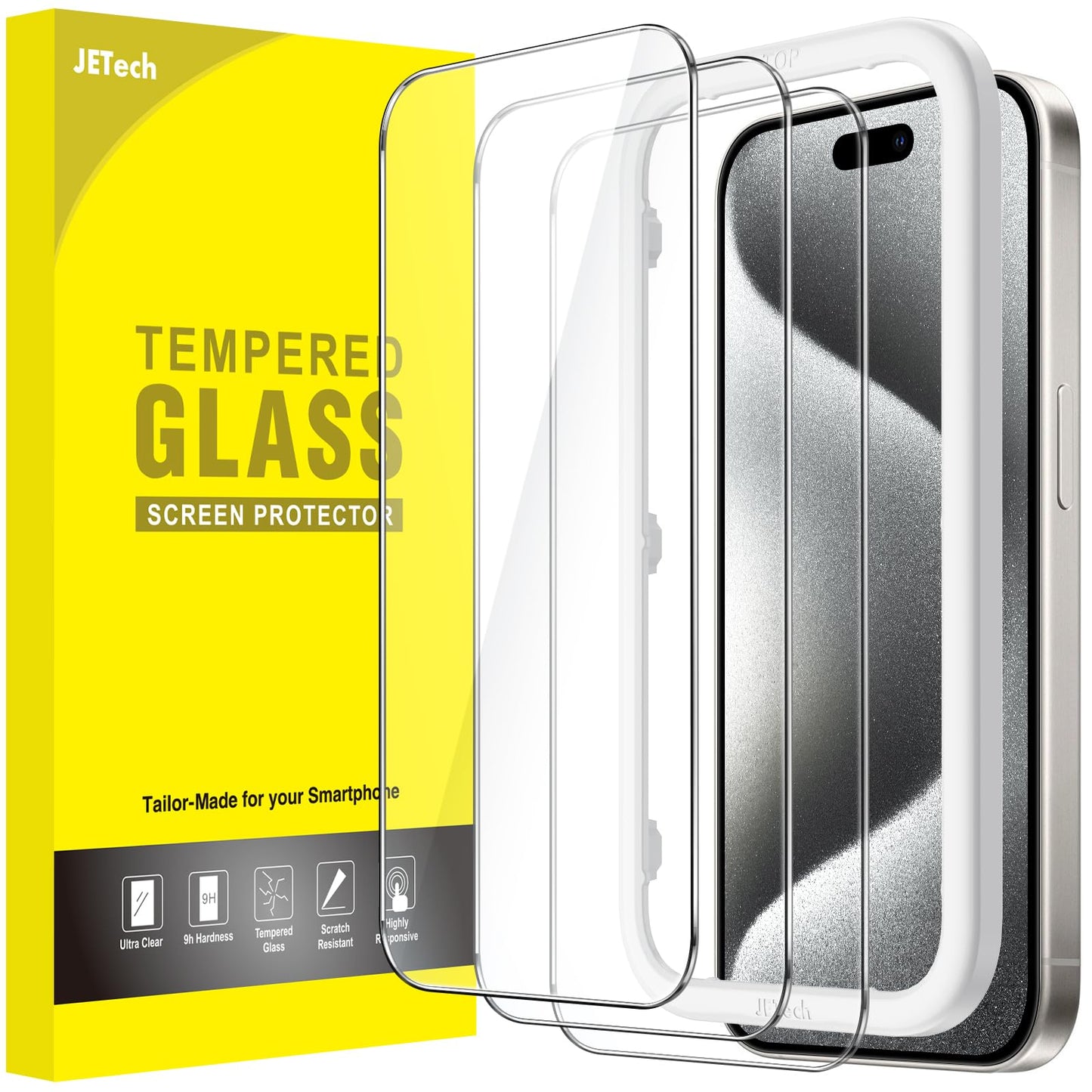 JETech Full Coverage Screen Protector for iPhone 17e (2026) / iPhone 16e, 9H Tempered Glass Film, Case-Friendly, HD Clear, 6.1-Inch Display, 3-Pack