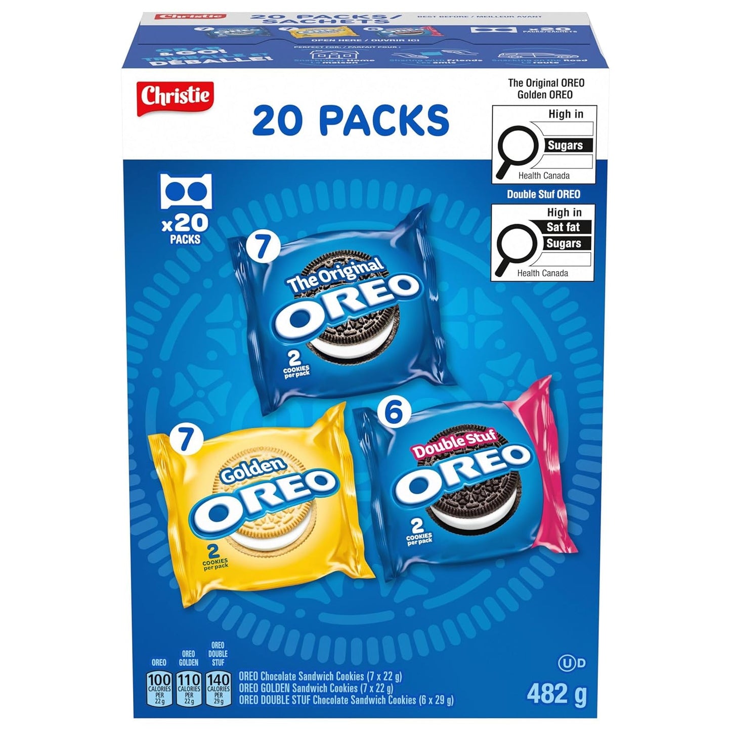 Oreo Sandwich Cookies, Variety Snack Packs, 482G