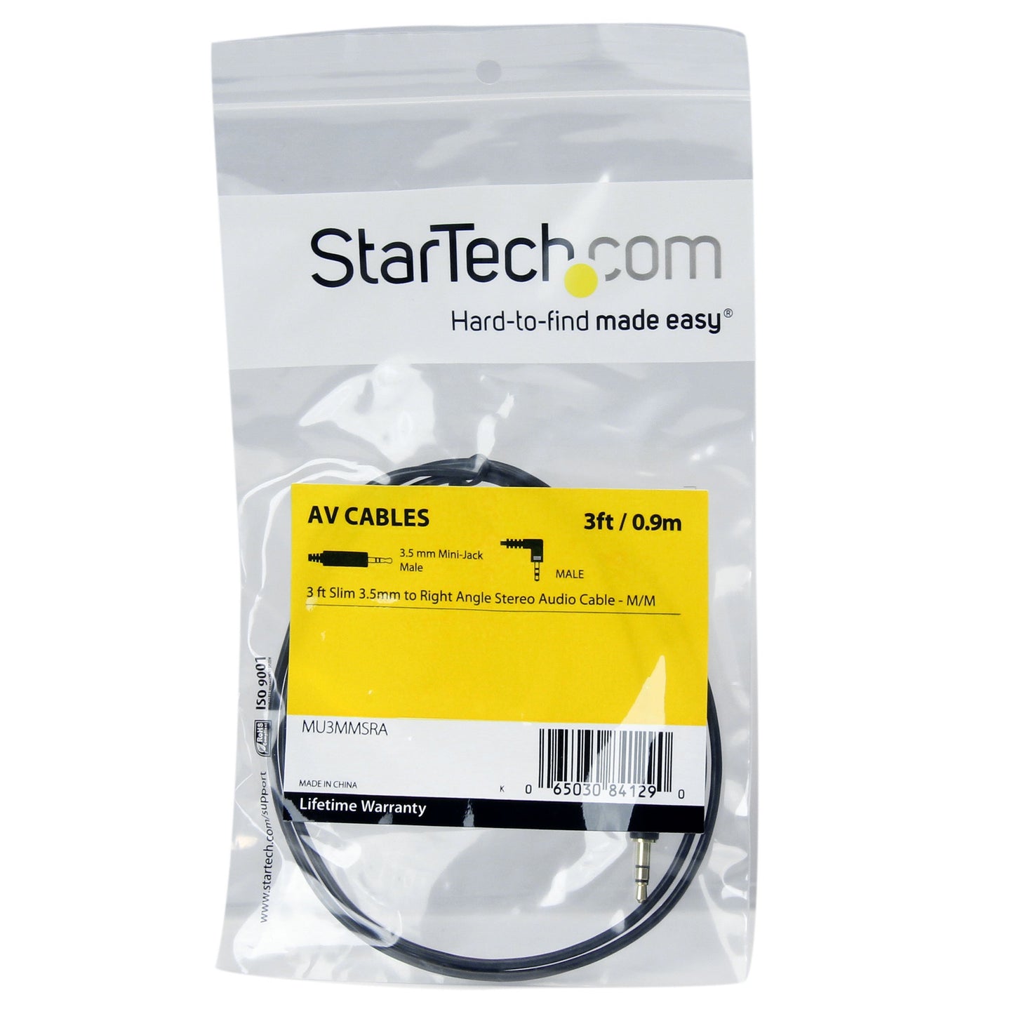 StarTech.com 15 ft. (4.6 m) 3.5mm Audio Cable - 3.5mm Slim Audio Cable - Gold Plated Connectors - Male/Male - Aux Cable (MU15MMS), Black