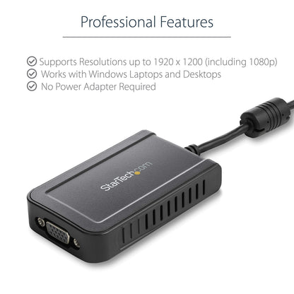 StarTech.com USB 2.0 to VGA Adapter, USB to VGA Monitor Converter for Windows, 1080p , TAA (no support for macOS/ChromeOS/Linux)