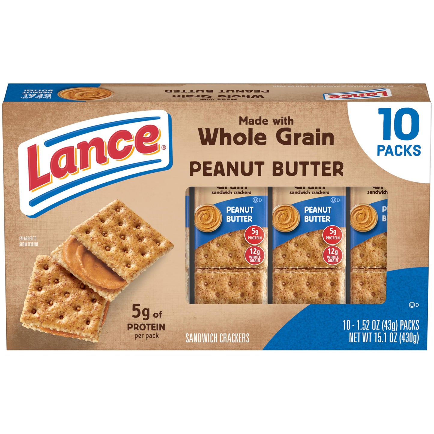 Lance Sandwich Crackers, Variety Pack, 3 Flavors, 20 Individually Wrapped Packs, 6 Sandwiches Each