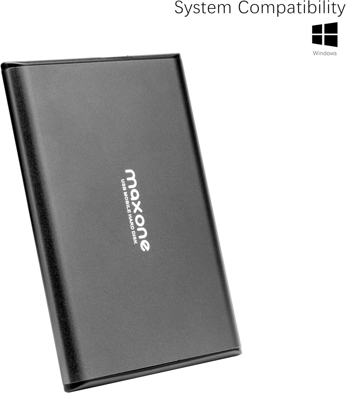 Maxone 500GB Ultra Slim Portable External Hard Drive HDD USB 3.0 Compatible with PC, Laptop, Charcoal Grey