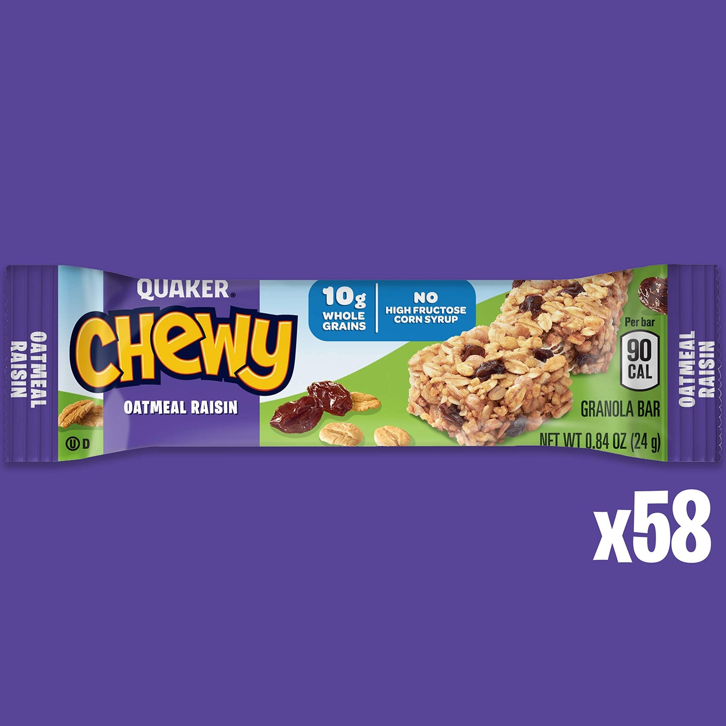 Quaker Chewy Granola Bars, Chewy & Dipps Variety Pack, (58 Bars), Whole Grains, No Artificial Flavors, No Added Colors