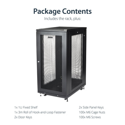 StarTech 18U Enterprise-Grade Server Rack Cabinet Kit, 19in Enclosed 4-Post Rack with Shelf and Cable Management, 29in (75cm) Mounting Depth, 992lb (450kg) Capacity