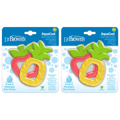 Dr. Brown's AquaCool Water-Filled Teether, Cooling Baby Teether Toy for Sore Gums, Apple Pineapple, BPA-Free, 3m+, 2-Pack