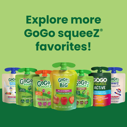 GoGo squeeZ Applesauce and Fruit Puree, Apple Banana, 3.2 oz (Pack of 48), Unsweetened Fruit Snacks for Kids, Gluten Free, Nut Free and Dairy Free, BPA Free Pouches (Packaging May Vary)