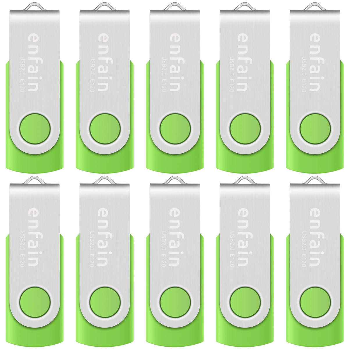 Enfain 16GB USB 2.0 Flash Drive 10 Pack | Swivel Thumb Drives with 31 Labels | Gift-Ready Packaging for Corporate Events, Office & Team Distributions (Black)