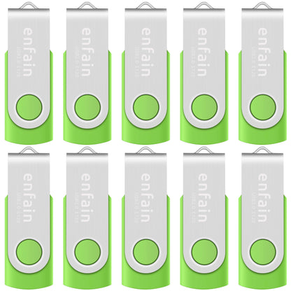Enfain 16GB USB 2.0 Flash Drive 10 Pack | Swivel Thumb Drives with 31 Labels | Gift-Ready Packaging for Corporate Events, Office & Team Distributions (Black)