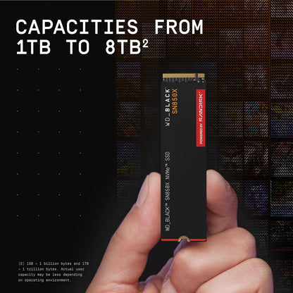 WD_BLACK SN850X 1TB NVMe SSD - M.2 2280, Up to 7,300 MB/s Read speeds, Up to 6,300 MB/s write speeds, Gaming Expansion, High Performance Internal Solid State Drive - WDS100T2X0E