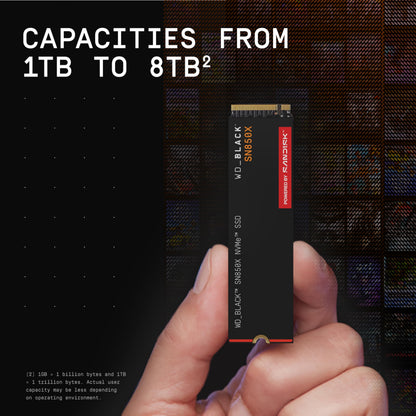 WD_BLACK SN850X 1TB NVMe SSD - M.2 2280, Up to 7,300 MB/s Read speeds, Up to 6,300 MB/s write speeds, Gaming Expansion, High Performance Internal Solid State Drive - WDS100T2X0E
