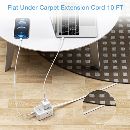 TESSAN Small Flat Plug Power Strip, Ultra Thin Extension Cord 5 ft, 3 AC Outlets with 3 USB Ports (1 USB C), Multiple Wall Outlet Extender for Cruise Travel Office School Dorm Room Essentials