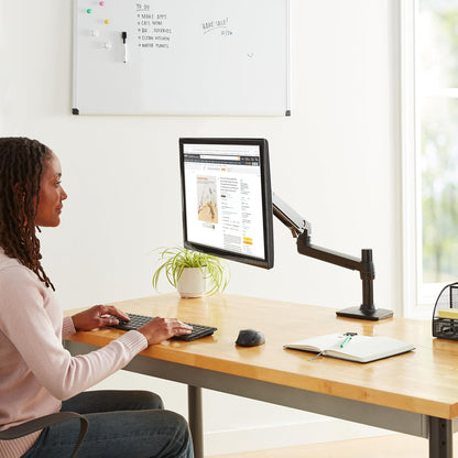 Amazon Basics Single Monitor Stand, Lift Engine Arm Mount, Black