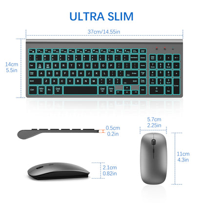 TopMate Wireless Keyboard and Mouse Ultra Slim Combo, 2.4G Silent Compact USB 2400DPI Mouse and Scissor Switch Keyboard Set with Cover, Batteries Included, for PC/Laptop/Windows/Mac - White
