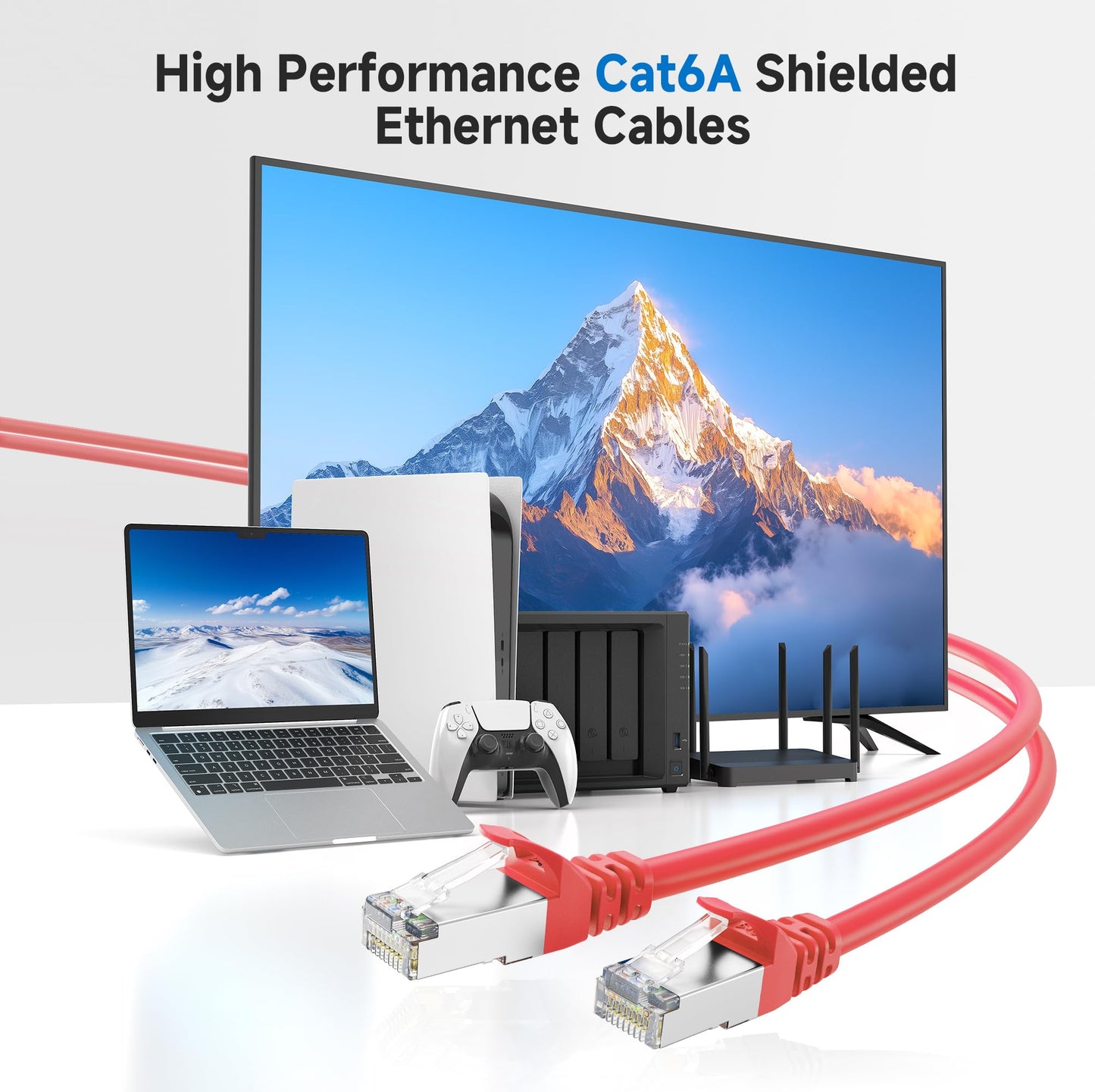 Cable Matters 10Gbps Snagless Shielded Cat 6A Ethernet Cable - 50ft, Cat 6A Cable, Cat6A Cord, Ethernet Cord, Black