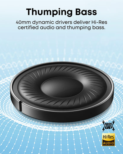 Soundcore by Anker Q20i Hybrid Active Noise Cancelling Headphones, Wireless Over-Ear Bluetooth, 40H Long ANC Playtime, Hi-Res Audio, Big Bass, Customize via an App, Transparency Mode (Black)