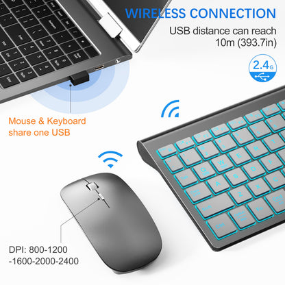 TopMate Wireless Keyboard and Mouse Ultra Slim Combo, 2.4G Silent Compact USB 2400DPI Mouse and Scissor Switch Keyboard Set with Cover, Batteries Included, for PC/Laptop/Windows/Mac - White