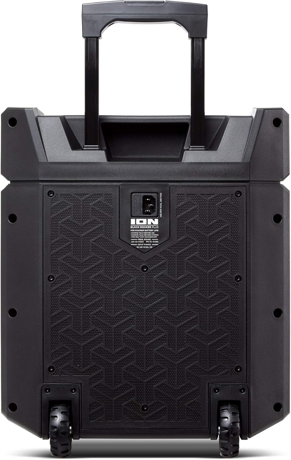 ION Block Rocker Plus - 100W Bluetooth Outdoor Speaker with Rechargeable Battery, Karaoke Microphone, Radio, Wheels, Telescopic Handle & USB Charging