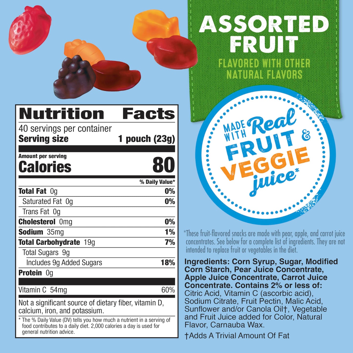 Mott's Fruit Flavored Snacks, Assorted Fruit, Gluten Free Snack, Value Pack, 22 Pouches, 17.6 oz (Pack of 6)