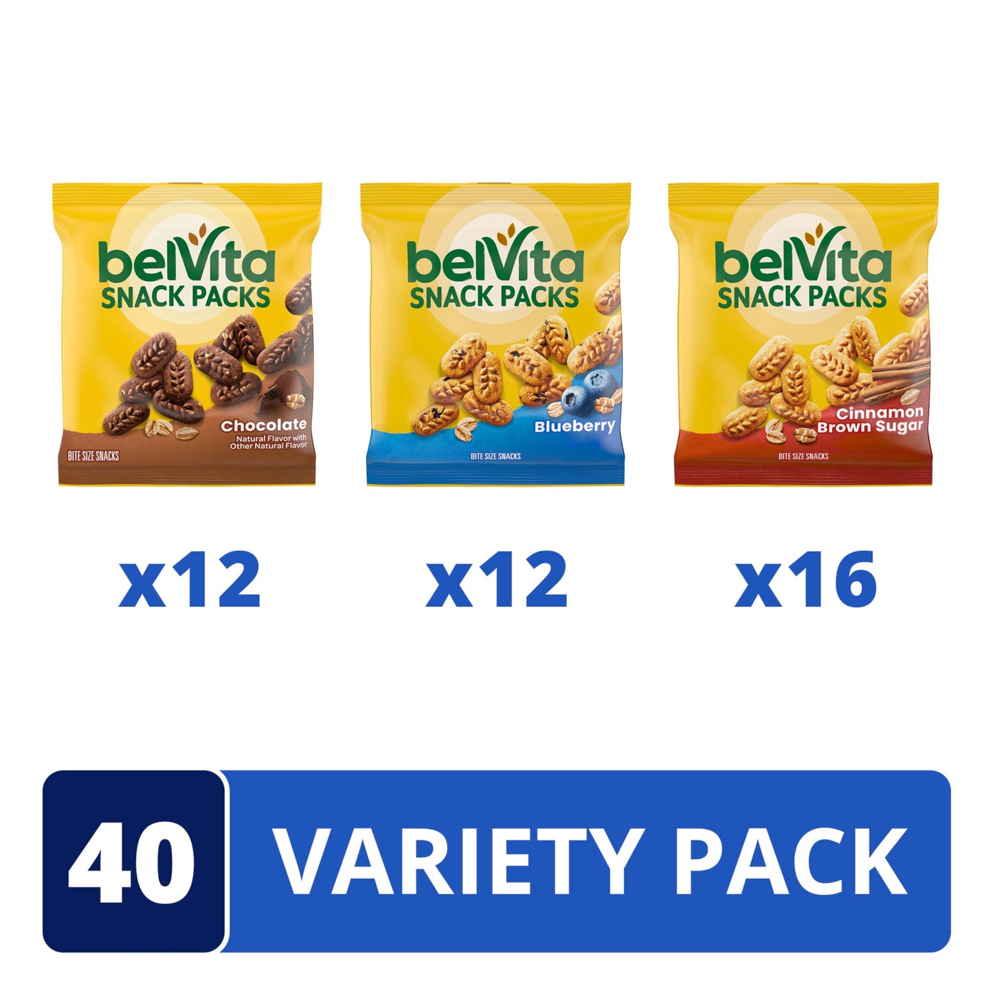 belVita Bites Breakfast Biscuits Variety Pack, 3 Flavors, Mother's Day, 40 Snack Packs