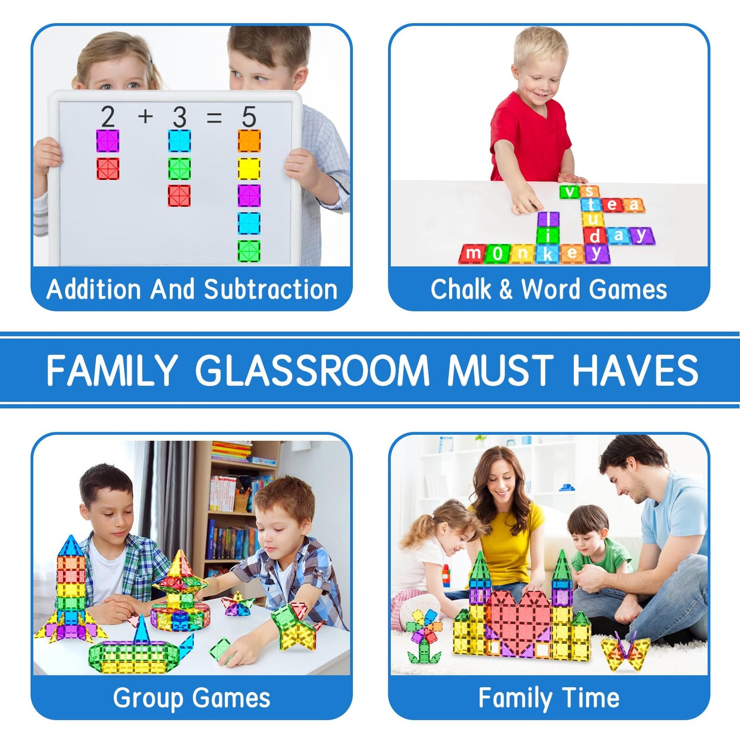 Magnetic Tiles Toddler Building Blocks Toys, Magnet Montessori Kids Toys for 3+ Year Old Boys and Girls, Preschool Learning Sensory STEM Education Gift Games, Birthday Gifts Idea for Kids Toddlers.