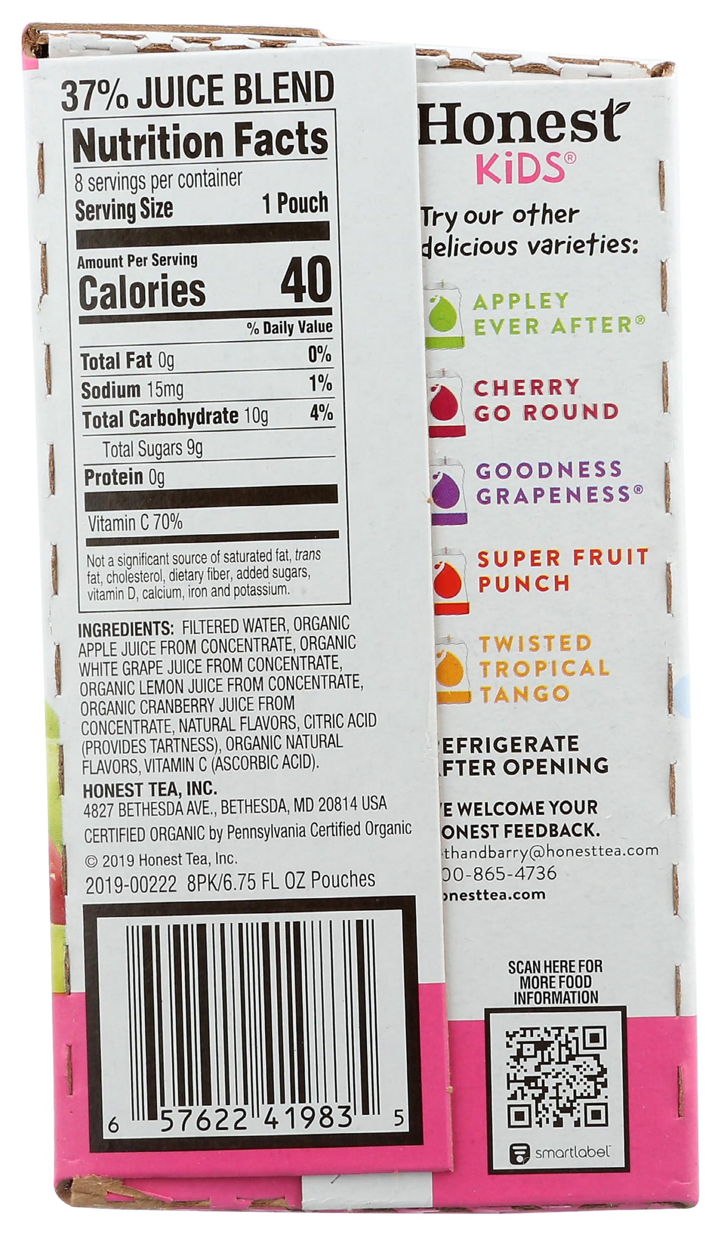 Honest Kids Variety Pack Organic Fruit Juice Drink, 675 fl oz, 32 Pack