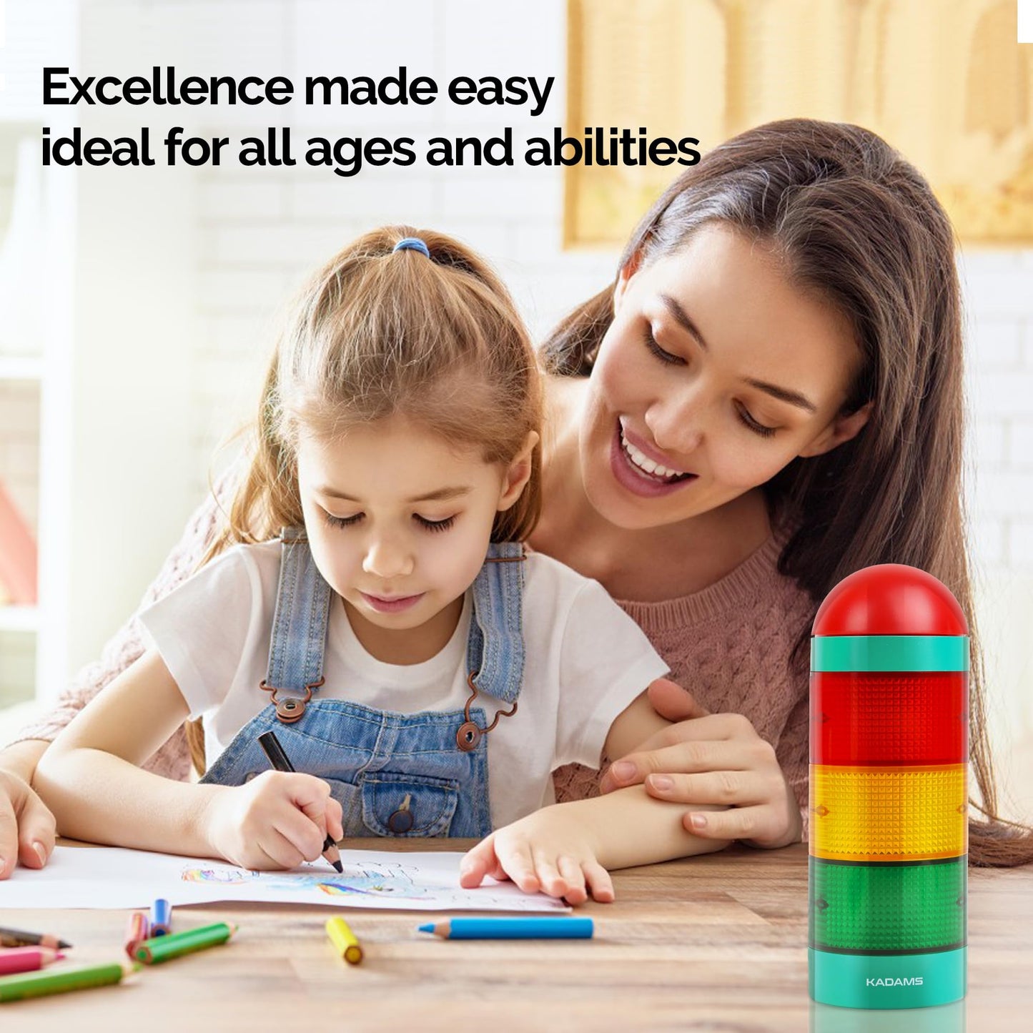 KADAMS Visual Timer for Kids with Audio Pre-Alarm - Traffic Light Alarm for Kids Toddler Teachers Classroom Home Time Management Tool 24hr Countdown Pause Memory Function