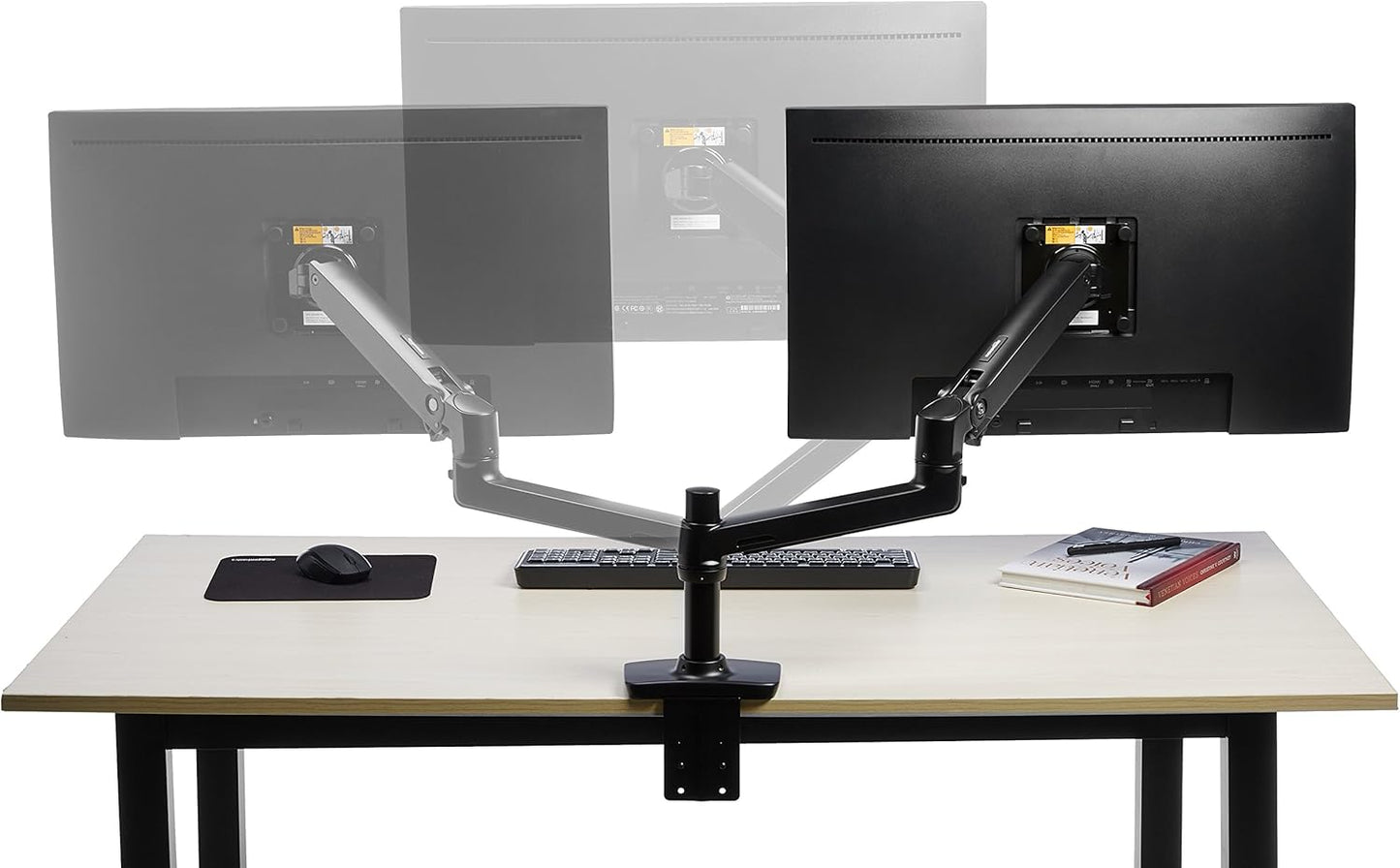 Amazon Basics Single Monitor Stand, Lift Engine Arm Mount, Black