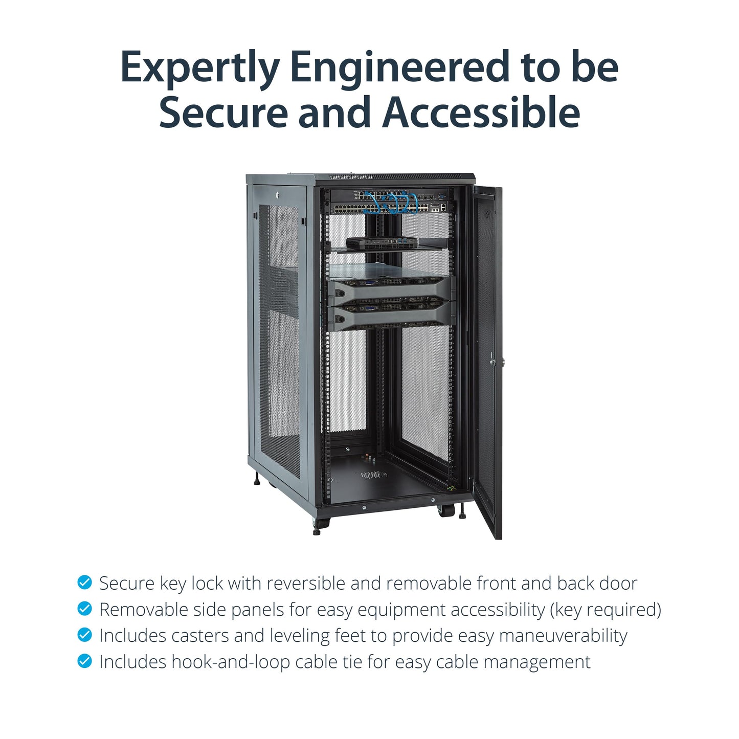 StarTech 18U Enterprise-Grade Server Rack Cabinet Kit, 19in Enclosed 4-Post Rack with Shelf and Cable Management, 29in (75cm) Mounting Depth, 992lb (450kg) Capacity