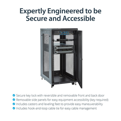 StarTech 18U Enterprise-Grade Server Rack Cabinet Kit, 19in Enclosed 4-Post Rack with Shelf and Cable Management, 29in (75cm) Mounting Depth, 992lb (450kg) Capacity