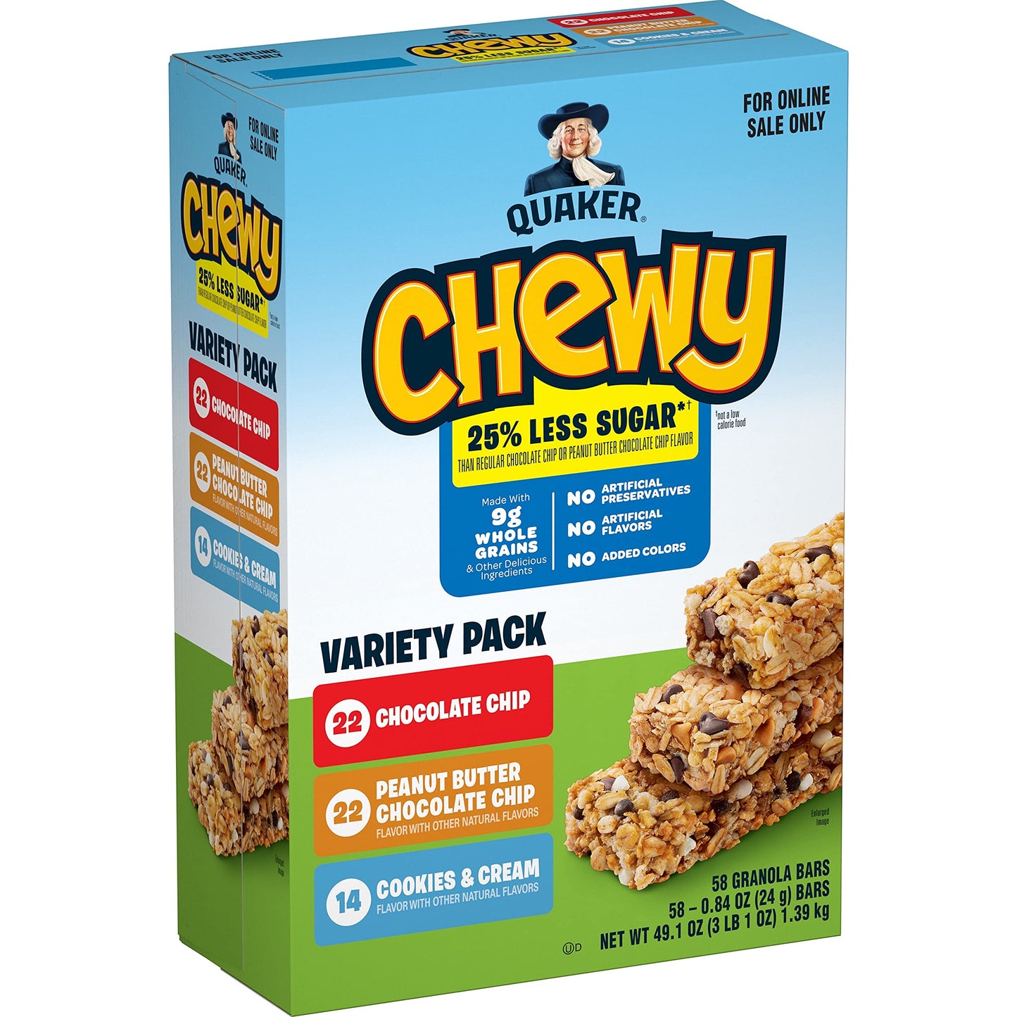 Quaker Chewy Granola Bars, Chewy & Dipps Variety Pack, 58 Count