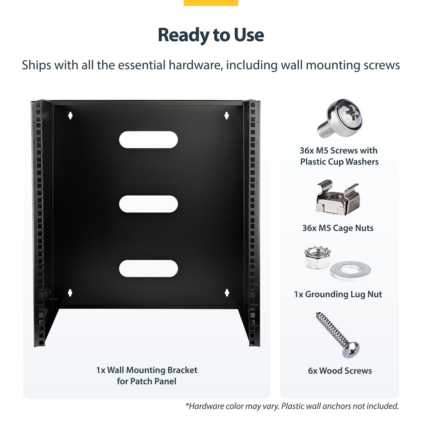 StarTech.com 6U Wall Mount Network Rack - 14 Inch Deep (Low Profile) - 19" Patch Panel Bracket for Shallow Server and IT Equipment, Network Switches - 44lbs/20kg Weight Capacity, Black (WALLMOUNT6)