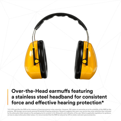 3M PELTOR Optime 98 Earmuffs H9A, Over-the-Head, Yellow