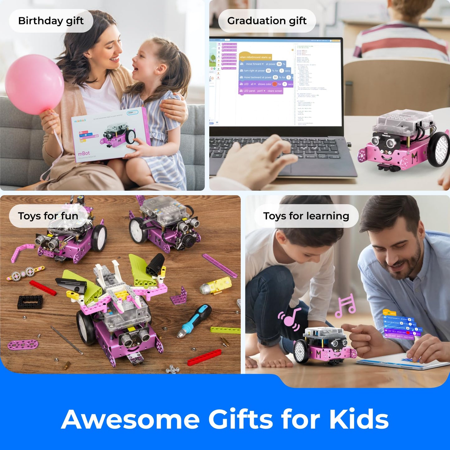 Makeblock mBot Robot Kit, Robotics for Kids Ages 8-12 Learn to Code with Scratch & Arduino, STEM Toys Science Kits for Kids Age 8-12 Boys and Girls Age 8+